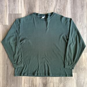 Vintage Blank Green Long Sleeve T-Shirt Men's Size L Flowy Boxy Old Navy 1990s